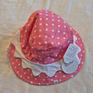 Mud Pie girls 6 - 18 months pink & white sunhat UPF 50+ NWT hat only